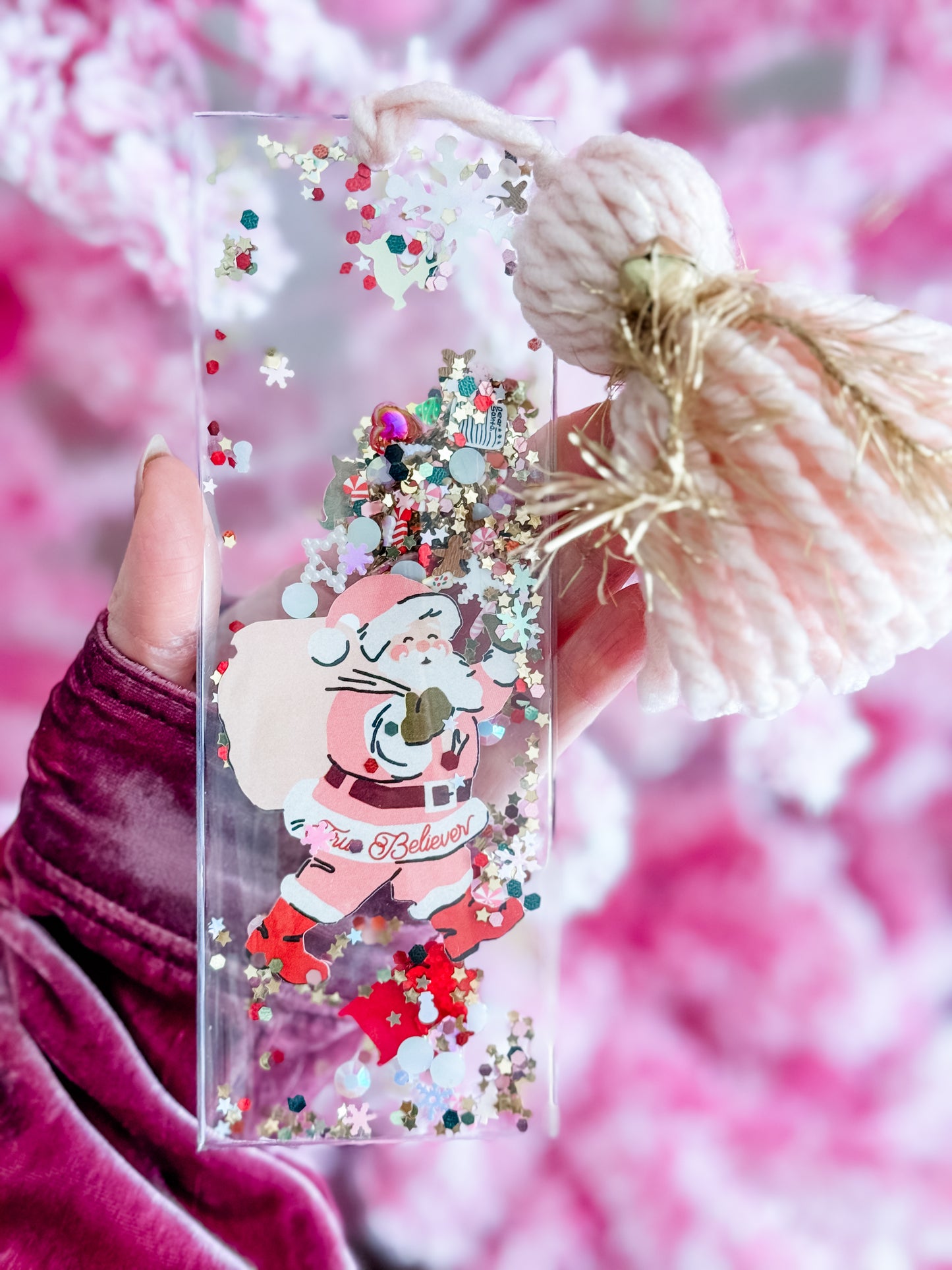 "TRUE BELIEVER" PINK SANTA GLITTERMARK