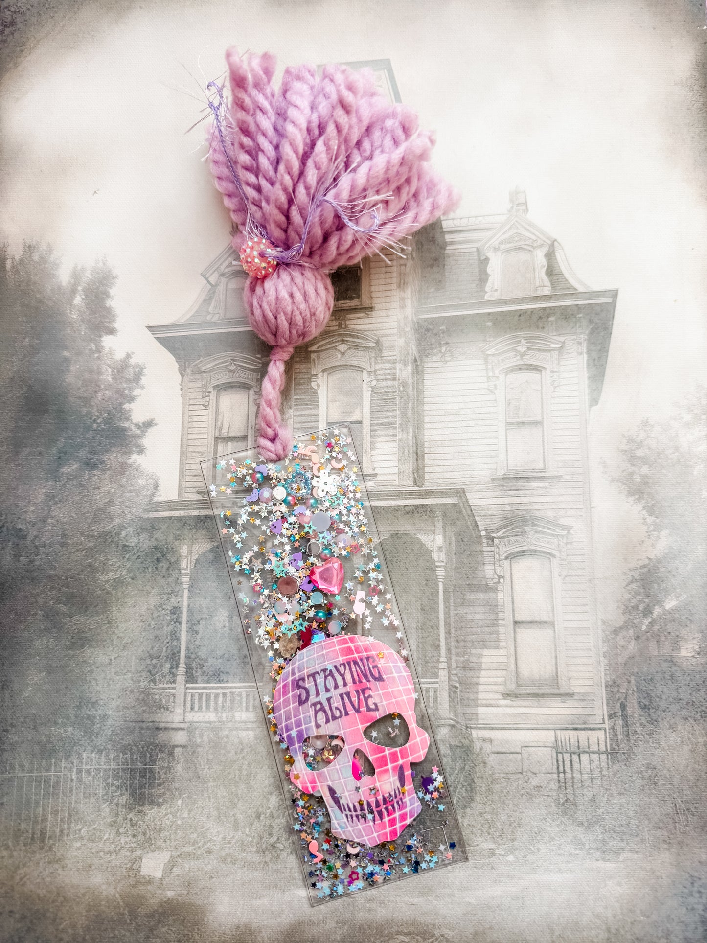 "STAYING ALIVE" SKELLY GLITTERMARK