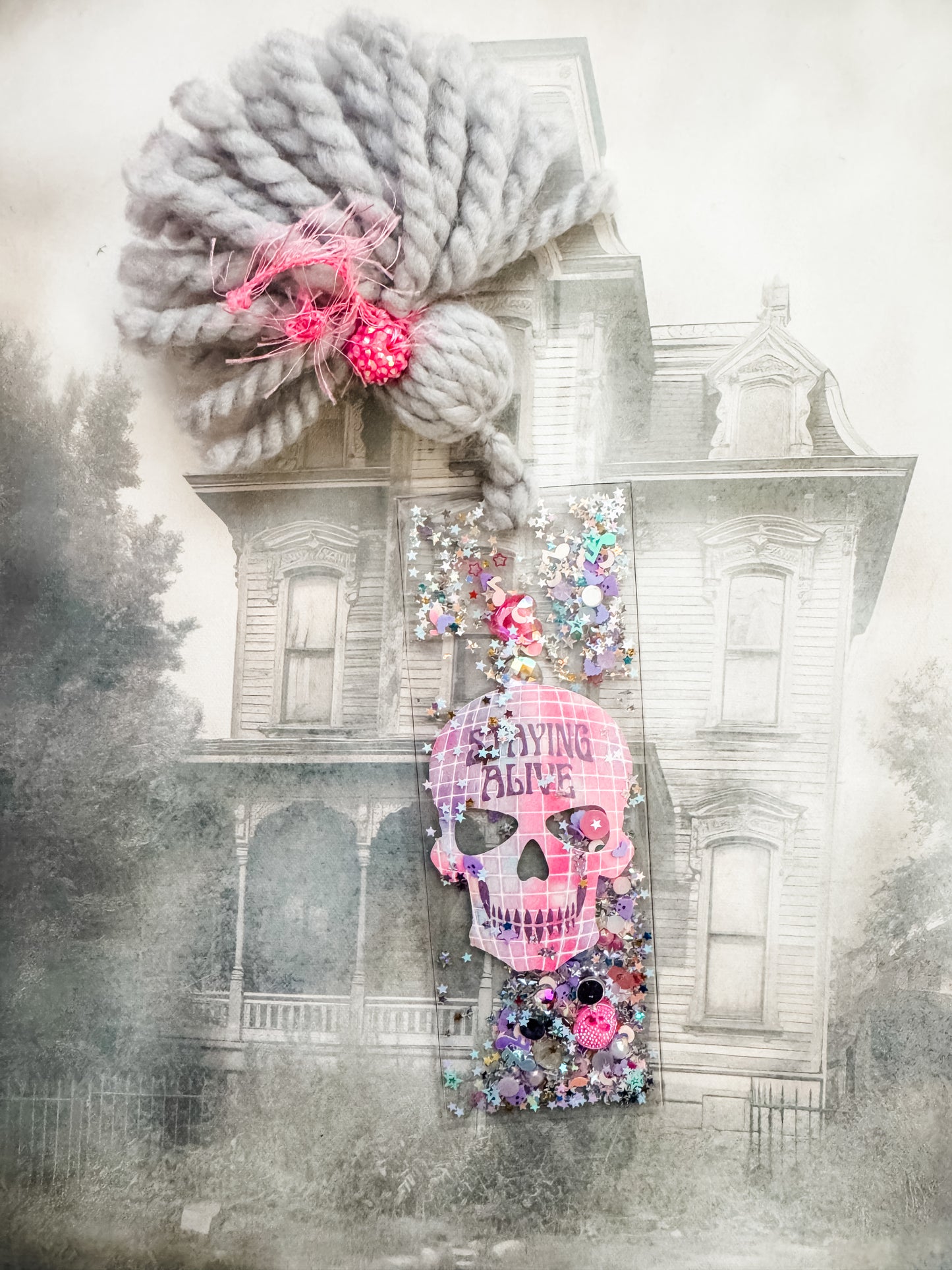 "STAYING ALIVE" SKELLY GLITTERMARK